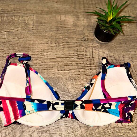 Gideon Oberson 32D Bikini Top Bold Abstract Print | Boho Designer Swimwear NWOT - Picture 3 of 4